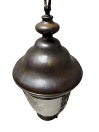 Art Nouveau Patinated Brass Hall Lantern, 1900s